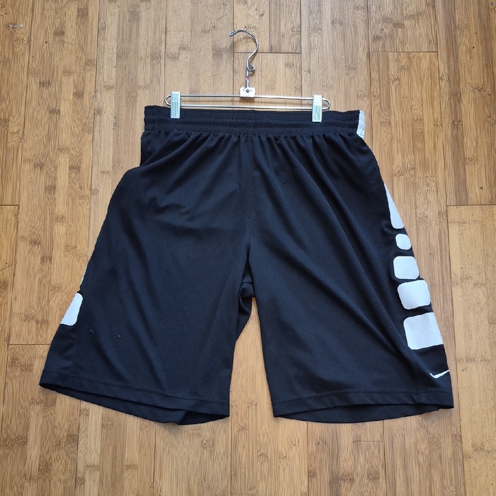 Men's Black Athletic Shorts with White Side Panels - Picture 3 of 3